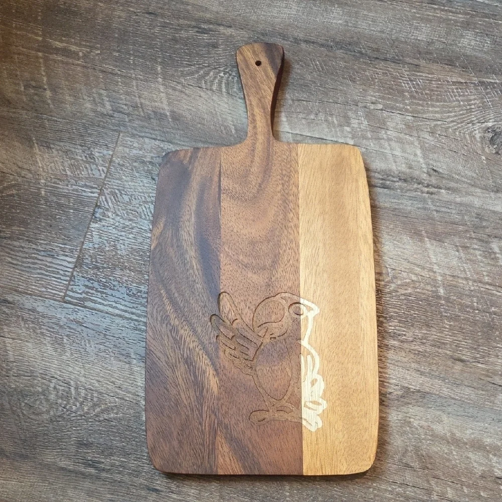 New Wooden Cutting Board with Parrot Etched By a CNC Machine.